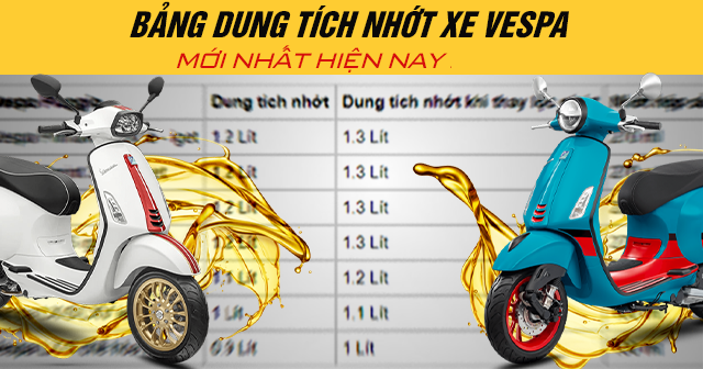 Bảng dung tích nhớt xe vespa mới nhất hiện nay - 1