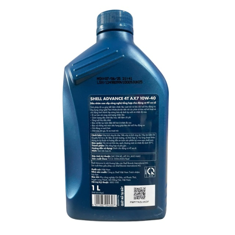 Nhớt Shell Advance AX7 10W40 Synthetic Based 1L