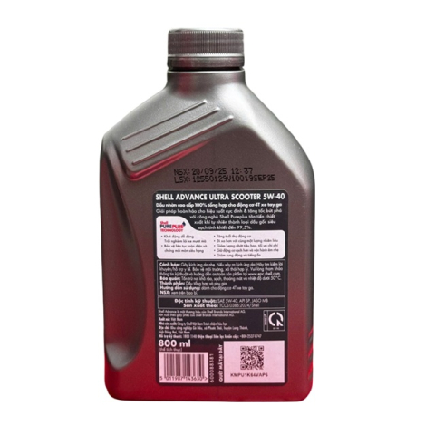 Nhớt Shell Advance Ultra Scooter 5W40 0,8L
